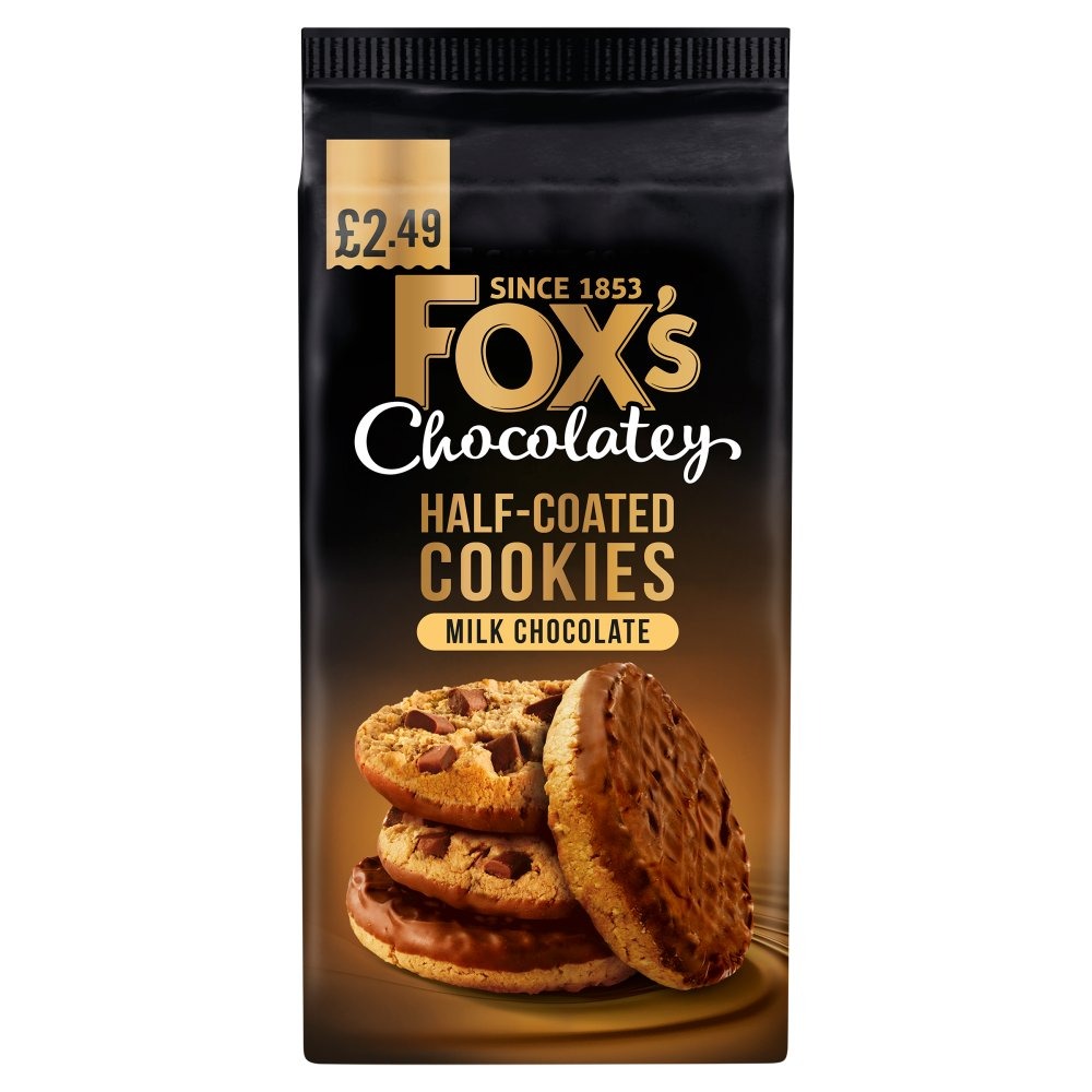 Fox's Chocolatey Half Coated Cookies Milk Chocolate 175g